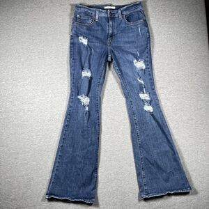 Levi's 726 Flare Jeans Womens 31x32 Blue Slim Mid Rise Distressed Medium Wash
